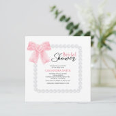 ピンクボウガーリーホワイトパールブライダルシャワー 招待状 (スタンド正面)