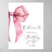 ピンクボウガールエレガントズ誕生日へようこそ ポスター (正面)