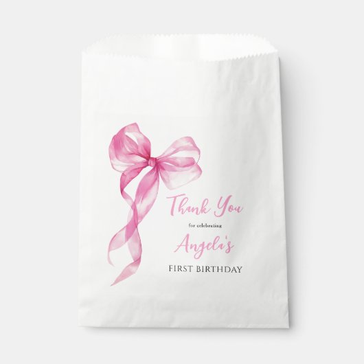ピンクボウガールズ1st誕生日ありがとう フェイバーバッグ (正面)
