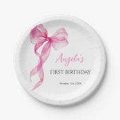 ピンクボウガールズ1st誕生日 ペーパープレート (正面)