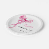 ピンクボウガールズ1st誕生日 ペーパープレート (アングル)