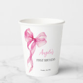 ピンクボウガールズ1st誕生日 紙コップ (裏面)