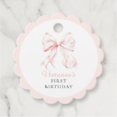 ピンクボウガールファースト誕生日 フェイバータグ (正面)
