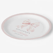 ピンクボウガールファースト誕生日 ペーパープレート (アングル)