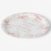 ピンクボウガールファースト誕生日 ペーパープレート (アングル)