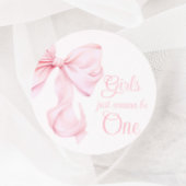 ピンクボウガールファースト誕生日 ラウンドシール