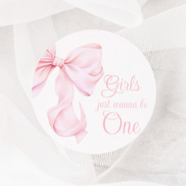 ピンクボウガールファースト誕生日 ラウンドシール