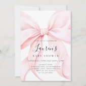 ピンクボウガールベビーシャワー招待状 招待状 (正面)