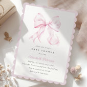 ピンクボウガールベビーシャワー招待状 招待状