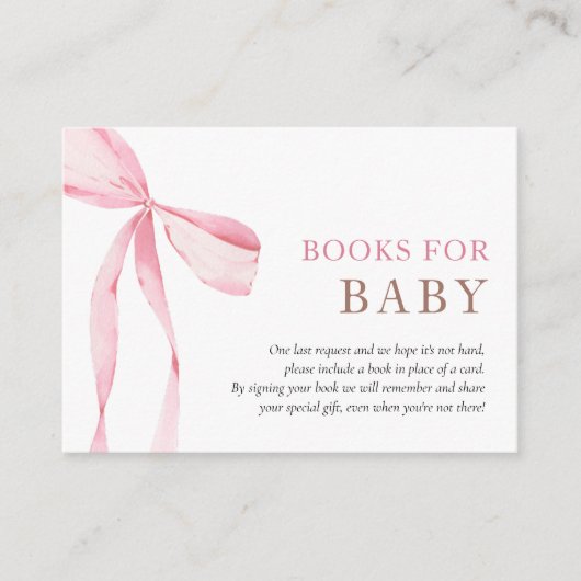 ピンクボウガール赤ちゃんシャワーベビー エンクロージャーカード (正面)