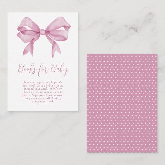 ピンクボウガール赤ちゃんシャワーベビー エンクロージャーカード (正面/裏面)