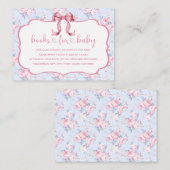 ピンクボウガール赤ちゃんシャワーベビー エンクロージャーカード (正面/裏面)
