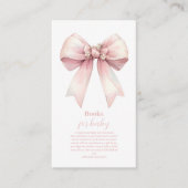 ピンクボウガール赤ちゃんシャワーベビー エンクロージャーカード (正面)