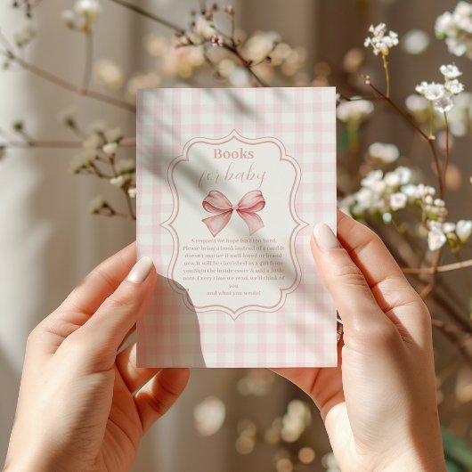 ピンクボウガール赤ちゃんシャワーベビー エンクロージャーカード