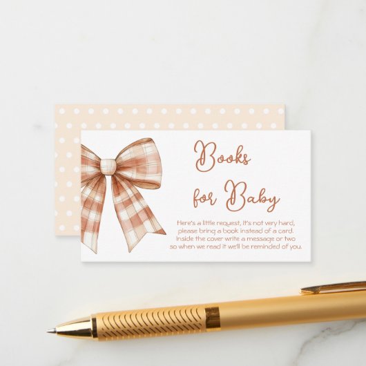 ピンクボウガール赤ちゃんシャワーベビー エンクロージャーカード (正面/裏面インサイチュ)