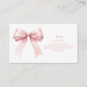 ピンクボウガール赤ちゃんシャワーベビー エンクロージャーカード (正面)