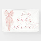 ピンクボウガール赤ちゃんシャワーリボンウェルカム 横断幕 (横)