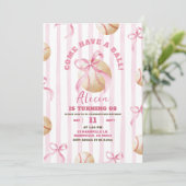 ピンクボウガール野球ゲームタイム誕生日 招待状 (スタンド正面)