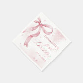 ピンクボウガール1st誕生日パーティー スタンダードカクテルナプキン (角)