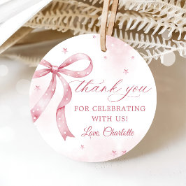 ピンクボウガール1st誕生日パーティー フェイバータグ