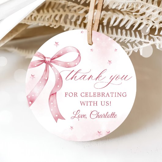 ピンクボウガール1st誕生日パーティー フェイバータグ