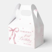 ピンクボウガール1st誕生日パーティー フェイバーボックス (正面サイド)