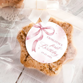 ピンクボウガール1st誕生日パーティー ラウンドシール