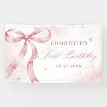 ピンクボウガール1st誕生日パーティー