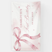 ピンクボウガール1st誕生日パーティー 横断幕 (縦)