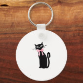 ピンクボウキャットクリーンガーリーガールキットのアトミック猫 キーホルダー (正面)