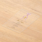 ピンクボウギリシャ正統《キリスト教》洗礼式や命名式ガールバプテスマ アクリル招待状 (レイダウン)