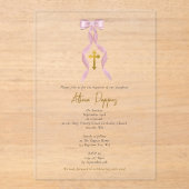 ピンクボウギリシャ正統《キリスト教》洗礼式や命名式ガールバプテスマ アクリル招待状 (正面)