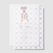 ピンクボウギリシャ正統《キリスト教》洗礼式や命名式ガールバプテスマ ベラム紙招待状 (オフセット (招待状))