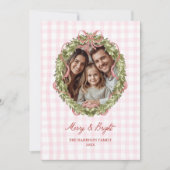 ピンクボウギンガムクリスマスリース写真 シーズンカード (正面)