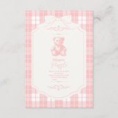 ピンクボウギンガムテディフランスのディおむつラッフル エンクロージャーカード (正面)
