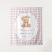 ピンクボウギンガムテディベア赤ちゃんシャワー タペストリー (正面)