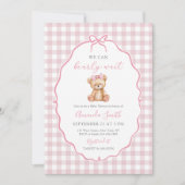 ピンクボウギンガムテディベア赤ちゃんシャワー 招待状 (正面)