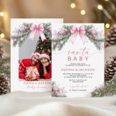 ピンクボウクリスマスサンタベビーシャワー招待状 招待状
