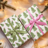 ピンクボウクリスマスツリーコケットホリデガーリーィ ラッピングペーパー