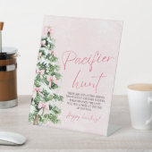 ピンクボウクリスマスツリー赤ちゃんシャワーおしゃぶり狩り 台座サイン (インサイチュ)