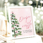 ピンクボウクリスマスツリー赤ちゃんシャワーおむつラッフル ポスター