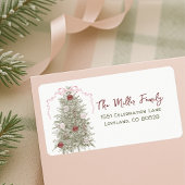 ピンクボウクリスマス差出人住所 ラベル