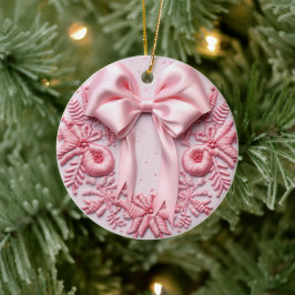 ピンクボウクリスマス セラミックオーナメント