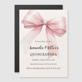 ピンクボウクリーエレガントムキンセアニェラ高級 マグネット招待状 (正面/裏面)