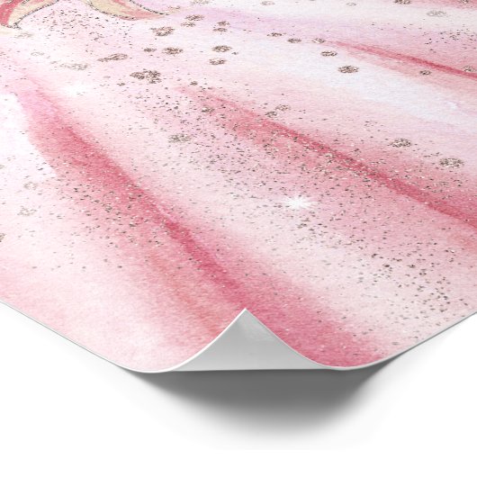 ピンクボウクリーム花模様ドレスキンセアニェラへようこそ ポスター (角)