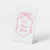 ピンクボウクレストゲストブックペデスタルサイン 台座サイン (正面)