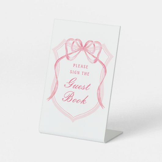 ピンクボウクレストゲストブックペデスタルサイン 台座サイン (正面)