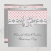 ピンクボウクロスガールズピンクバプテスチャージング 招待状 (正面/裏面)