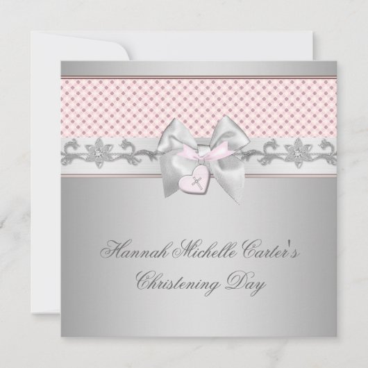 ピンクボウクロスガールズピンクバプテスチャージング 招待状 (正面)