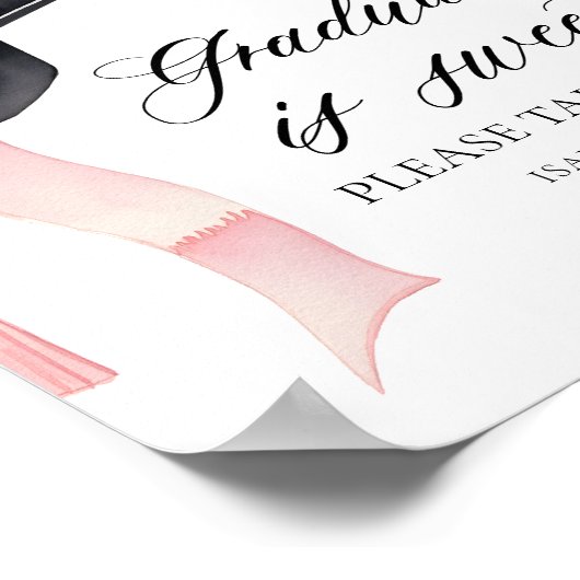 ピンクボウグラデーションのキャップ卒業は甘い好意 ポスター (角)